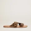 Damen-Sandalen „Margaret“ aus Ponyfell mit Leopardenmuster