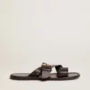 Damen-Sandalen „Margaret“ in Schwarz aus kunstharzbeschichtetem Leder