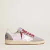 Damen-Sneaker „Ball Star LTD“ aus lila Nylon mit weißem Lederstern und Wildledereinsätzen