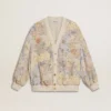 Damen-Strickjacke mit Blumenprint und Stickerei
