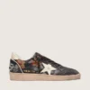Damenmodell „Ball Star LTD“ aus Ebenholz-Nappa mit mehrfarbiger Stickerei und weißem Stern