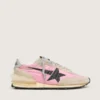 Herren-Marathon aus rosa Nylon und goldenem Wildleder mit schwarz aufgedrucktem Stern