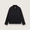 Herrenjacke mit Reißverschluss aus schwarzem Wollgabardine