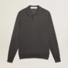 Langärmliges Herren-Poloshirt aus grauer Merinowolle