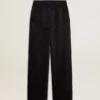 Schwarze Damen-Jogginghose mit Ton-in-Ton-Toile-de-Jouy-Print