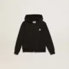 Schwarzes Kapuzensweatshirt mit kontrastierendem weißem Stern und Logo