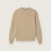 Unisex-Pullover für Kinder in Goldbeige mit Rippmuster und Logo auf der Rückseite