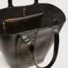 24/7-Tasche „North South“ aus schwarzem, auf Alt getrimmtem Leder mit verstellbaren Tragegriffen