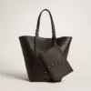 24/7-Tasche „North South“ aus schwarzem Leder mit verstellbaren Trageriemen