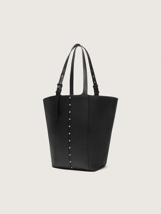 24/7-Tasche „North South“ aus schwarzem Leder mit verstellbaren Trageriemen