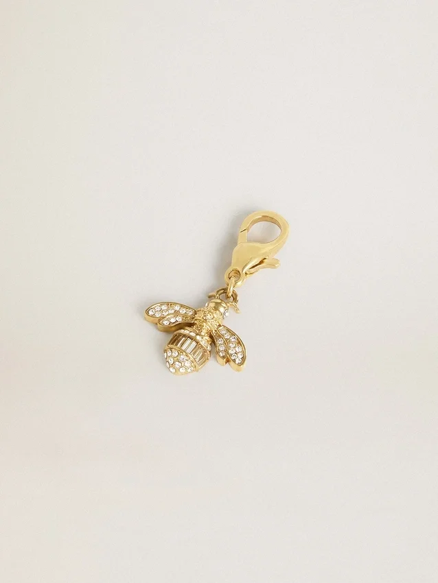 Anhänger in Bienenform aus goldfarbenem Messing mit Kristallen