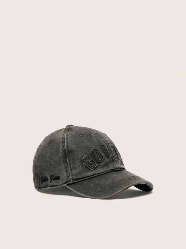 Anthrazitfarbene Baseballkappe mit Ton-in-Ton-Aufnäher „Golden“