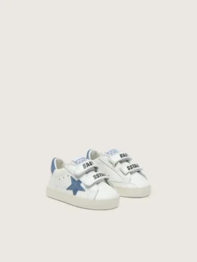 Baby Old School aus weißem Leder mit denimblauem Wildlederstern