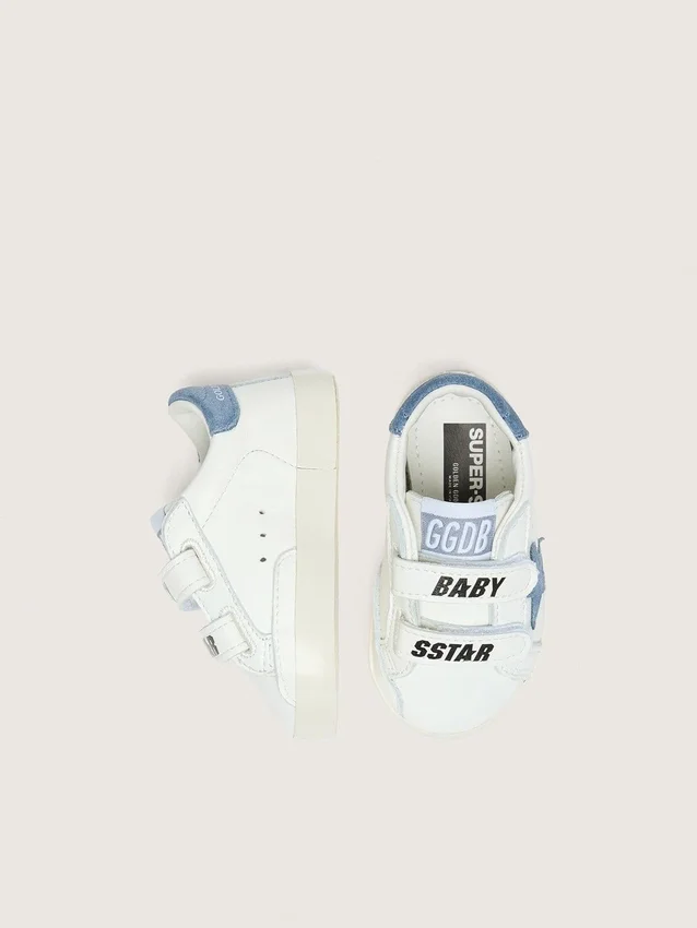 Baby Old School aus weißem Leder mit denimblauem Wildlederstern