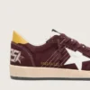 Damen-Sneaker „Ball Star“ aus schokoladenbraunem Nubukleder mit Lederstern und Fersenlasche