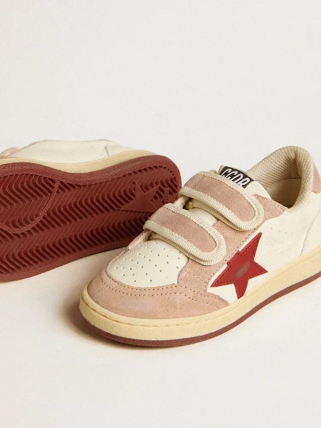 „Ball Star Junior“ aus Nappaleder mit Nappa-Stern und rosa Wildleder-Fersenlasche