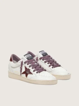 Ball Star LTD für Damen aus weißem Leder mit burgunderrotem Lederstern