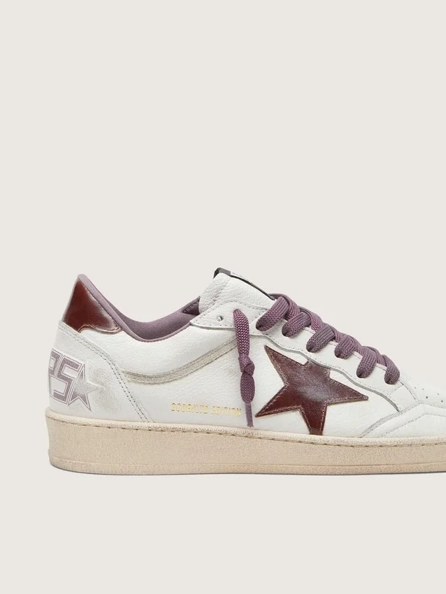 Ball Star LTD für Damen aus weißem Leder mit burgunderrotem Lederstern