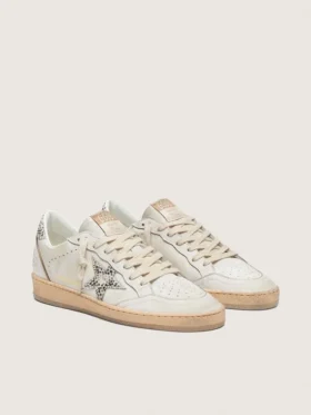Ball Star LTD für Damen aus weißem Leder mit Stern aus Ponyfell im Animal-Print