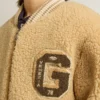 Beigefarbene Fleece-Bomberjacke für Kinder