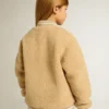 Beigefarbene Fleece-Bomberjacke für Kinder