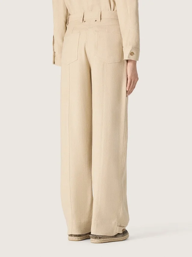 Beigefarbene Viskosehose für Damen