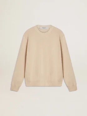 Beiger Damenpullover mit „Golden“-Schriftzug auf dem Rücken