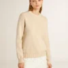 Beiger Damenpullover mit „Golden“-Schriftzug auf dem Rücken
