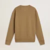 Beiges Herren-Sweatshirt aus Baumwolle mit Aufdruck auf der Vorderseite
