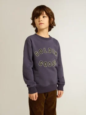 Blau-violettes Sweatshirt mit „golden goose“-Schriftzug auf der Vorderseite