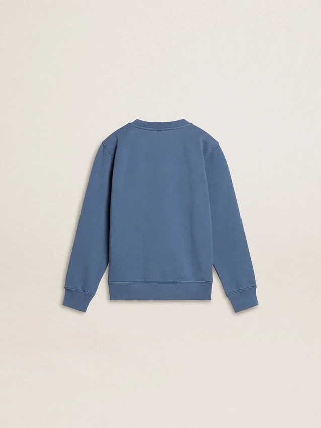 Blaues Kinder-Sweatshirt mit weißen geprägten Aufnähern