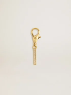 Buchstaben-Anhänger „I“ aus goldfarbenem Messing mit Kristallen