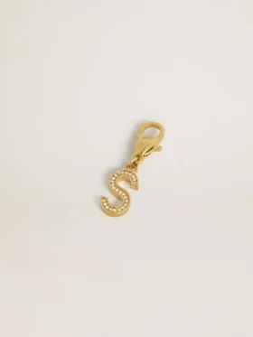 Buchstaben-S-Anhänger aus goldfarbenem Messing mit Kristallen