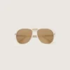 Charlie-Sonnenbrille mit perlweißem Rahmen und goldenen Gläsern