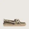 Cruise-Espadrilles für Damen aus militärgrünem Canvas mit weißen Wanderschnürsenkeln