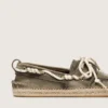 Cruise-Espadrilles für Damen aus militärgrünem Canvas mit weißen Wanderschnürsenkeln