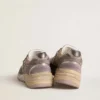 Dad-Star für Damen aus lila Wildleder und Mesh mit laminiertem Lederstern und Fersenlasche