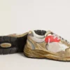 Dad-Star für Herren aus Mesh und goldfoliertem Leder mit weißem Lederstern