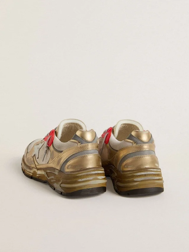 Dad-Star für Herren aus Mesh und goldfoliertem Leder mit weißem Lederstern