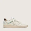 Damen-Ball Star aus cremefarbenem Leder mit Ton-in-Ton-Stern und Perlen