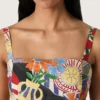 Damen-Baumwolloberteil mit mehrfarbigem Print