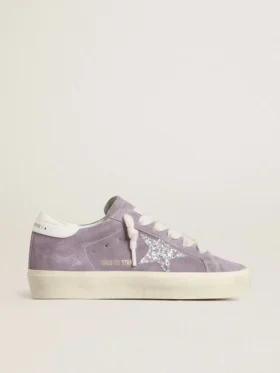 Damen-Hi Star aus violettem Wildleder mit silbernem Glitzerstern