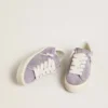 Damen-Hi Star aus violettem Wildleder mit silbernem Glitzerstern