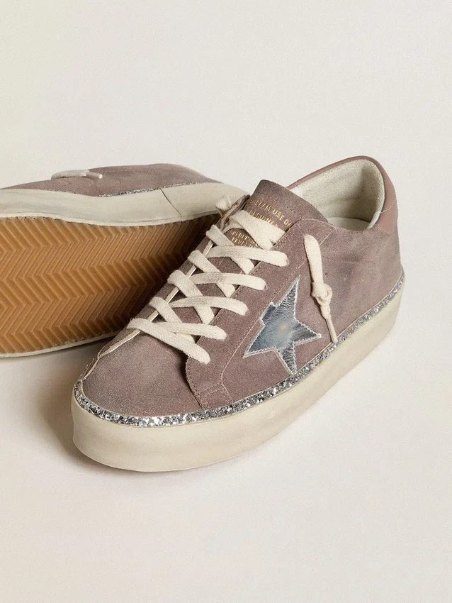 Damen-Hi Star aus Wildleder mit silbernem Lederstern und Lederlasche an der Ferse