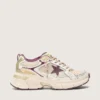 Damen-Lightstar CNY aus weißem Mesh und Leder mit weinrotem TPU-Stern