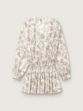 Damen-Minikleid aus Baumwolle mit schwarz-weißem Blumenprint