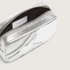 Damen-Minitasche mit Stern aus silberlaminiertem Leder mit Ton-in-Ton-Stern