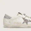 Damen-Old-School-Sneaker mit silbernem Glitzerstern und eisgrauer Zunge aus Wildleder