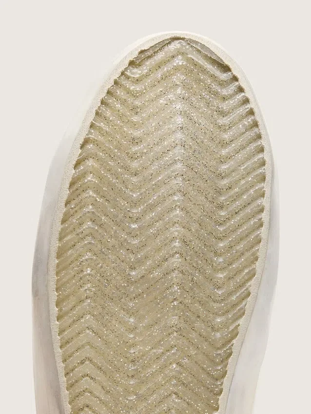 Damen-Old-School-Sneaker mit silbernem Glitzerstern und eisgrauer Zunge aus Wildleder