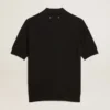 Damen-Poloshirt aus schwarzer Merinowolle